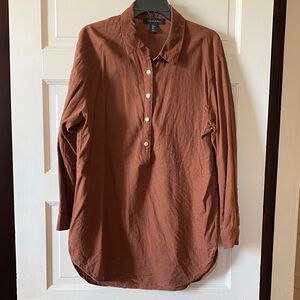 Tahari Linen Blend Brown Tunic